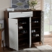 Baxton Studio Coolidge Modern and Contemporary Walnut Finished 11-Shelf Wood Shoe Storage Cabinet with Drawer - BSOFP-05LV-Walnut/White