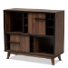 Baxton Studio Margo Mid-Century Modern Two-Tone Walnut Brown and Black Finished Wood Wine Storage Cabinet - BSORT676-OCC-Walnut/Black-Cabinet