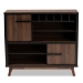 Baxton Studio Margo Mid-Century Modern Two-Tone Walnut Brown and Black Finished Wood Wine Storage Cabinet - BSORT676-OCC-Walnut/Black-Cabinet