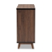 Baxton Studio Margo Mid-Century Modern Two-Tone Walnut Brown and Black Finished Wood Wine Storage Cabinet - BSORT676-OCC-Walnut/Black-Cabinet