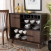 Baxton Studio Margo Mid-Century Modern Two-Tone Walnut Brown and Black Finished Wood Wine Storage Cabinet - BSORT676-OCC-Walnut/Black-Cabinet