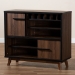 Baxton Studio Margo Mid-Century Modern Two-Tone Walnut Brown and Black Finished Wood Wine Storage Cabinet - BSORT676-OCC-Walnut/Black-Cabinet