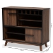 Baxton Studio Margo Mid-Century Modern Two-Tone Walnut Brown and Black Finished Wood Wine Storage Cabinet - BSORT676-OCC-Walnut/Black-Cabinet