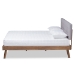 Baxton Studio Devan Mid-Century Modern Light Grey Fabric Upholstered Walnut Brown Finished Wood King Size Platform Bed - BSOSW8168-Light Grey/Walnut-M17-King