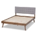 Baxton Studio Devan Mid-Century Modern Light Grey Fabric Upholstered Walnut Brown Finished Wood King Size Platform Bed - BSOSW8168-Light Grey/Walnut-M17-King