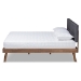 Baxton Studio Devan Mid-Century Modern Dark Grey Fabric Upholstered Walnut Brown Finished Wood Queen Size Platform Bed - BSOSW8168-Dark Grey/Walnut-M17-Queen