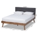 Baxton Studio Devan Mid-Century Modern Dark Grey Fabric Upholstered Walnut Brown Finished Wood Queen Size Platform Bed - BSOSW8168-Dark Grey/Walnut-M17-Queen