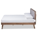 Baxton Studio Alke Mid-Century Modern Light Grey Fabric Upholstered Walnut Brown Finished Wood Queen Size Platform Bed - BSOSW8180-Light Grey/Walnut-M17-Queen