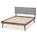 Baxton Studio Alke Mid-Century Modern Light Grey Fabric Upholstered Walnut Brown Finished Wood Queen Size Platform Bed - BSOSW8180-Light Grey/Walnut-M17-Queen