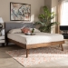 Baxton Studio Alke Mid-Century Modern Light Grey Fabric Upholstered Walnut Brown Finished Wood Queen Size Platform Bed - BSOSW8180-Light Grey/Walnut-M17-Queen