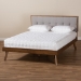 Baxton Studio Alke Mid-Century Modern Light Grey Fabric Upholstered Walnut Brown Finished Wood Queen Size Platform Bed - BSOSW8180-Light Grey/Walnut-M17-Queen