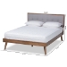 Baxton Studio Alke Mid-Century Modern Light Grey Fabric Upholstered Walnut Brown Finished Wood Queen Size Platform Bed - BSOSW8180-Light Grey/Walnut-M17-Queen