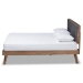 Baxton Studio Alke Mid-Century Modern Dark Grey Fabric Upholstered Walnut Brown Finished Wood Queen Size Platform Bed - BSOSW8180-Dark Grey/Walnut-M17-Queen