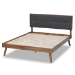 Baxton Studio Alke Mid-Century Modern Dark Grey Fabric Upholstered Walnut Brown Finished Wood Queen Size Platform Bed - BSOSW8180-Dark Grey/Walnut-M17-Queen