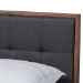 Baxton Studio Alke Mid-Century Modern Dark Grey Fabric Upholstered Walnut Brown Finished Wood Queen Size Platform Bed - BSOSW8180-Dark Grey/Walnut-M17-Queen
