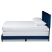 Baxton Studio Clare Glam and Luxe Navy Blue Velvet Fabric Upholstered Full Size Panel Bed with Channel Tufted Headboard - BSOCF8747X-Navy Blue Velvet-Full
