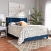 Baxton Studio Clare Glam and Luxe Navy Blue Velvet Fabric Upholstered Full Size Panel Bed with Channel Tufted Headboard - BSOCF8747X-Navy Blue Velvet-Full