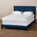 Baxton Studio Clare Glam and Luxe Navy Blue Velvet Fabric Upholstered Full Size Panel Bed with Channel Tufted Headboard - BSOCF8747X-Navy Blue Velvet-Full