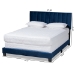 Baxton Studio Clare Glam and Luxe Navy Blue Velvet Fabric Upholstered Full Size Panel Bed with Channel Tufted Headboard - BSOCF8747X-Navy Blue Velvet-Full