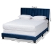Baxton Studio Clare Glam and Luxe Navy Blue Velvet Fabric Upholstered Full Size Panel Bed with Channel Tufted Headboard - BSOCF8747X-Navy Blue Velvet-Full