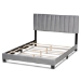 Baxton Studio Clare Glam and Luxe Grey Velvet Fabric Upholstered Queen Size Panel Bed with Channel Tufted Headboard - BSOCF8747X-Grey Velvet-Queen