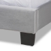 Baxton Studio Clare Glam and Luxe Grey Velvet Fabric Upholstered Queen Size Panel Bed with Channel Tufted Headboard - BSOCF8747X-Grey Velvet-Queen