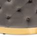 Baxton Studio Sasha Glam and Luxe Grey Velvet Fabric Upholstered Gold Finished Round Cocktail Ottoman - BSOTSF-6689-Grey/Gold-Otto