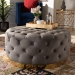 Baxton Studio Sasha Glam and Luxe Grey Velvet Fabric Upholstered Gold Finished Round Cocktail Ottoman - BSOTSF-6689-Grey/Gold-Otto