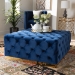 Baxton Studio Verene Glam and Luxe Royal Blue Velvet Fabric Upholstered Gold Finished Square Cocktail Ottoman - BSOTSF-6690-Royal Blue/Gold-Otto