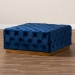 Baxton Studio Verene Glam and Luxe Royal Blue Velvet Fabric Upholstered Gold Finished Square Cocktail Ottoman - BSOTSF-6690-Royal Blue/Gold-Otto