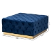 Baxton Studio Verene Glam and Luxe Royal Blue Velvet Fabric Upholstered Gold Finished Square Cocktail Ottoman - BSOTSF-6690-Royal Blue/Gold-Otto