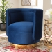 Baxton Studio Saffi Glam and Luxe Royal Blue Velvet Fabric Upholstered Gold Finished Swivel Accent Chair - BSOTSF-6653-Royal Blue/Gold-CC