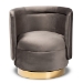 Baxton Studio Saffi Glam and Luxe Grey Velvet Fabric Upholstered Gold Finished Swivel Accent Chair - BSOTSF-6653-Grey/Gold-CC