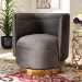 Baxton Studio Saffi Glam and Luxe Grey Velvet Fabric Upholstered Gold Finished Swivel Accent Chair - BSOTSF-6653-Grey/Gold-CC