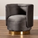 Baxton Studio Saffi Glam and Luxe Grey Velvet Fabric Upholstered Gold Finished Swivel Accent Chair - BSOTSF-6653-Grey/Gold-CC
