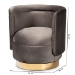 Baxton Studio Saffi Glam and Luxe Grey Velvet Fabric Upholstered Gold Finished Swivel Accent Chair - BSOTSF-6653-Grey/Gold-CC