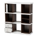 Baxton Studio Rune Modern and Contemporary Two-Tone White and Walnut Brown Finished 2-Drawer Bookcase - BSODV 9990-00-Columbia/White-Bookcase