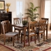 Baxton Studio Augustine Modern and Contemporary Grey Fabric Upholstered and Walnut Brown Finished Wood 7-Piece Dining Set - BSORH316C-Grey/Walnut-7PC Dining Set