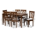 Baxton Studio Augustine Modern and Contemporary Grey Fabric Upholstered and Walnut Brown Finished Wood 7-Piece Dining Set - BSORH316C-Grey/Walnut-7PC Dining Set