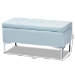 Baxton Studio Mabel Modern and Contemporary Transitional Light Blue Velvet Fabric Upholstered Silver Finished Storage Ottoman - BSOWS-20093-Light Blue Velvet/Silver-Otto