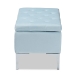 Baxton Studio Mabel Modern and Contemporary Transitional Light Blue Velvet Fabric Upholstered Silver Finished Storage Ottoman - BSOWS-20093-Light Blue Velvet/Silver-Otto