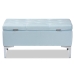 Baxton Studio Mabel Modern and Contemporary Transitional Light Blue Velvet Fabric Upholstered Silver Finished Storage Ottoman - BSOWS-20093-Light Blue Velvet/Silver-Otto