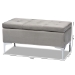 Baxton Studio Mabel Modern and Contemporary Transitional Grey Velvet Fabric Upholstered Silver Finished Storage Ottoman - BSOWS-20093-Grey Velvet/Silver-Otto