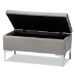 Baxton Studio Mabel Modern and Contemporary Transitional Grey Velvet Fabric Upholstered Silver Finished Storage Ottoman - BSOWS-20093-Grey Velvet/Silver-Otto
