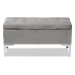 Baxton Studio Mabel Modern and Contemporary Transitional Grey Velvet Fabric Upholstered Silver Finished Storage Ottoman - BSOWS-20093-Grey Velvet/Silver-Otto