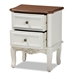 Baxton Studio Darlene Classic and Traditional French White and Cherry Brown Finished Wood 2-Drawer End Table - BSOJY-132054-2 DW ET