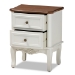 Baxton Studio Darlene Classic and Traditional French White and Cherry Brown Finished Wood 2-Drawer End Table - BSOJY-132054-2 DW ET