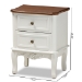 Baxton Studio Darlene Classic and Traditional French White and Cherry Brown Finished Wood 2-Drawer End Table - BSOJY-132054-2 DW ET