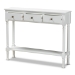 Baxton Studio Calvin Classic and Traditional French Farmhouse White Finished Wood 3-Drawer Entryway Console Table - BSOWERPL-02-White-Console
