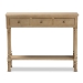 Baxton Studio Calvin Classic and Traditional French Farmhouse Oak Brown Finished Wood 3-Drawer Entryway Console Table - BSOWERPL-01-Brown-Console